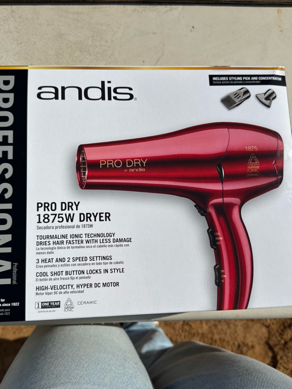 Andis PRO DRY 1875W Hair Dryer - Metallic Red
